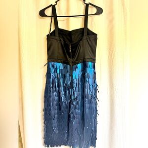 Striking Black & Blue Cocktail Dress – Eye-Catching Fringe Detail